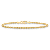 10K Yellow Gold 2 mm Rope Chain Bracelet, Polished alternate angle