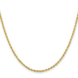 10K Yellow Gold 2 mm Rope Chain Necklace, Polished
