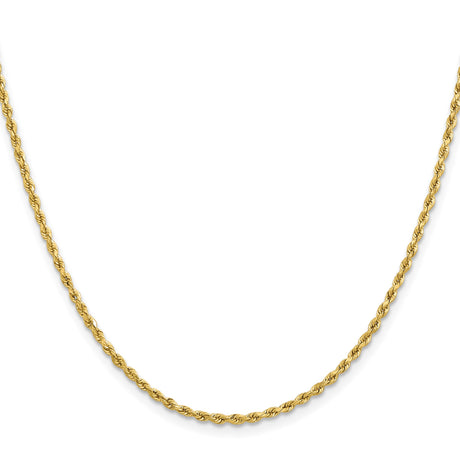 10K Yellow Gold 2 mm Rope Chain Necklace, Polished