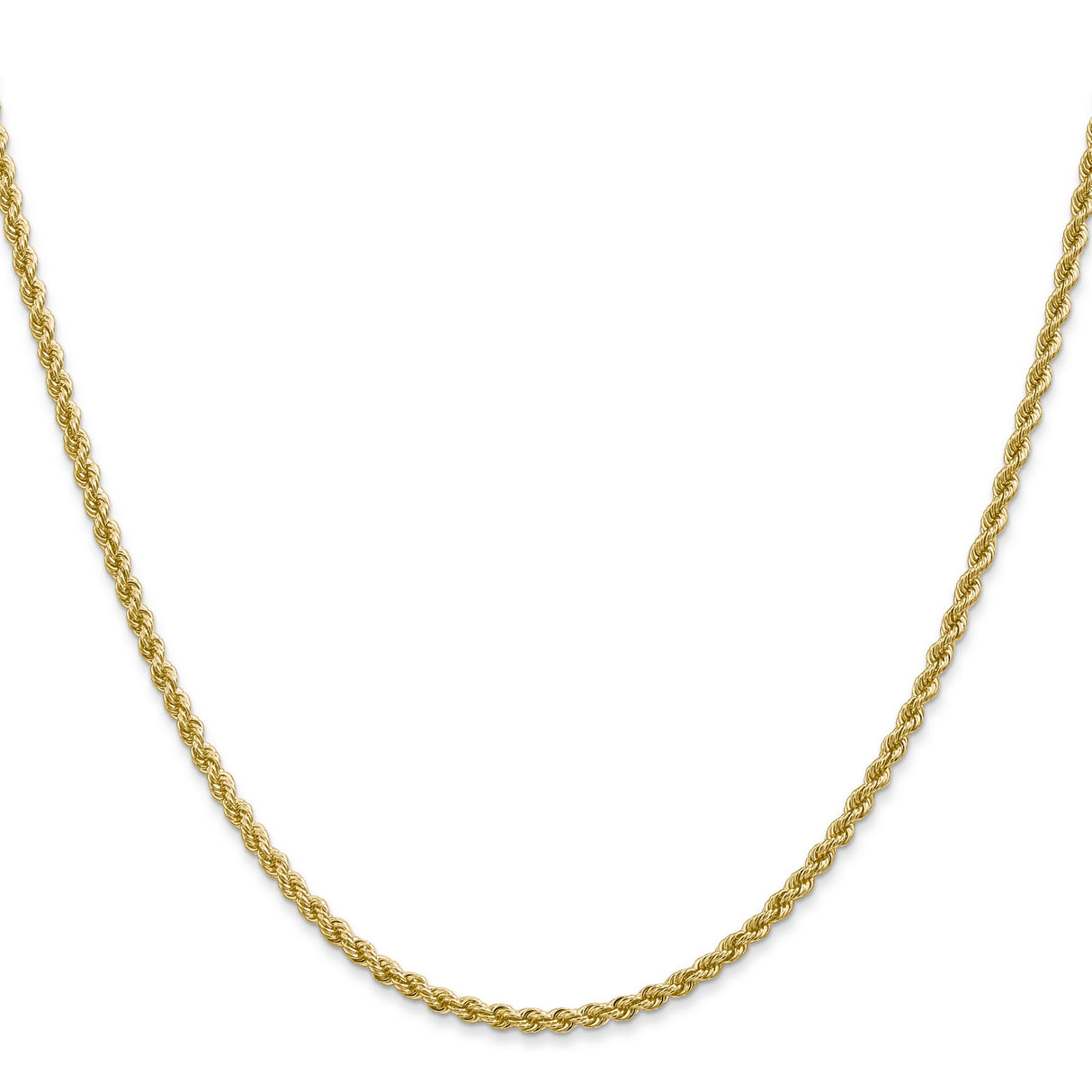 10K Yellow Gold 2.25 mm Rope Chain Necklace, Polished