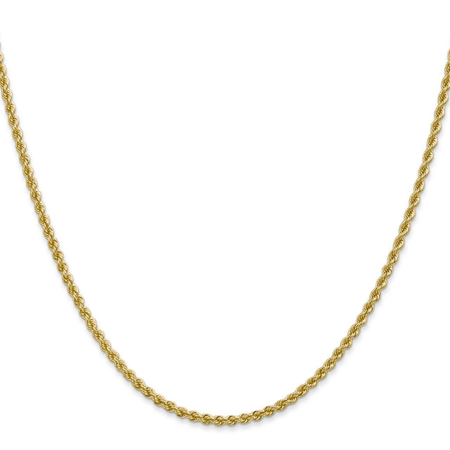 10K Yellow Gold 2.25 mm Rope Chain Necklace, Polished