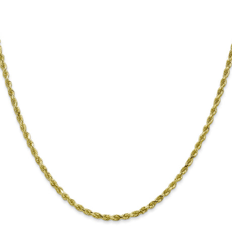 10K Yellow Gold 2.25 mm Rope Chain Necklace, Polished