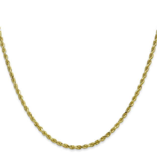 10K Yellow Gold 2.25 mm Rope Chain Necklace, Polished
