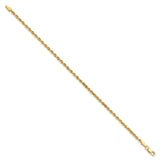 10K Yellow Gold 2.25 mm Rope Chain Anklet, Polished