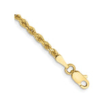 10K Yellow Gold 2.25 mm Rope Chain Anklet, Polished detail view
