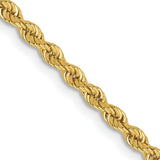 10K Yellow Gold 2.5 mm Rope Chain Necklace, Polished detail view