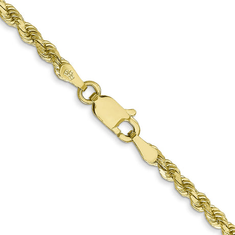 10K Yellow Gold 2.75 mm Rope Chain Necklace, Polished alternate angle