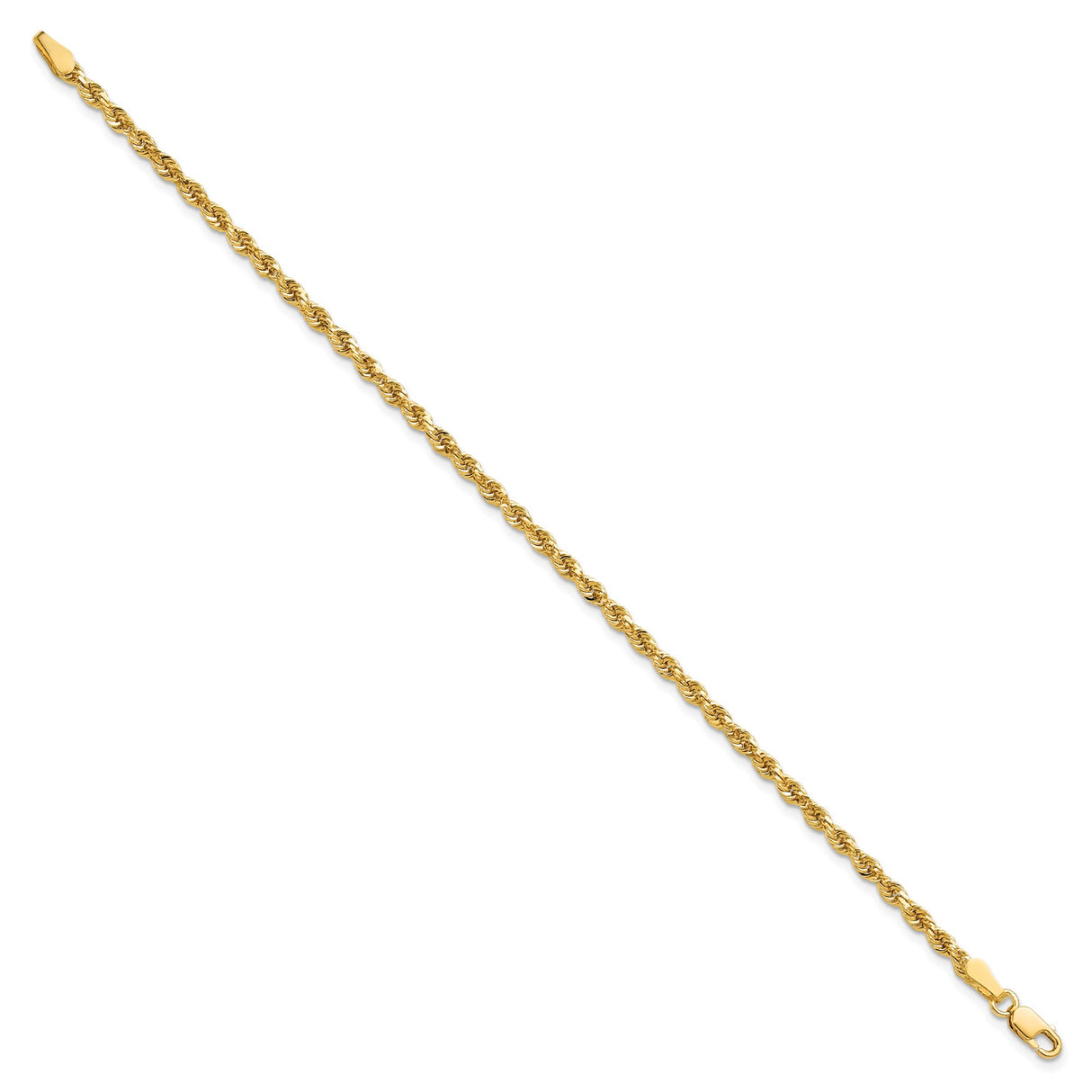 10K Yellow Gold 2.75 mm Rope Chain Anklet, Polished