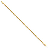10K Yellow Gold 2.75 mm Rope Chain Anklet, Polished