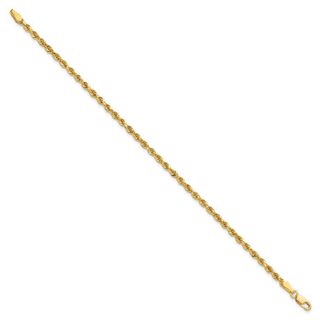 10K Yellow Gold 2.75 mm Rope Chain Anklet, Polished