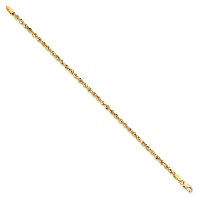 10K Yellow Gold 2.75 mm Rope Chain Anklet, Polished