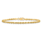 10K Yellow Gold 2.75 mm Rope Chain Anklet, Polished alternate angle