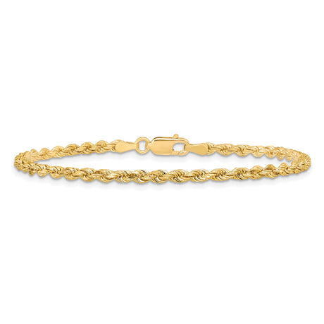 10K Yellow Gold 2.75 mm Rope Chain Anklet, Polished alternate angle