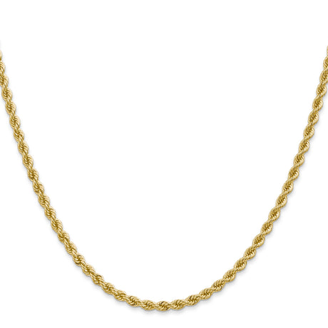10K Yellow Gold 2.75 mm Rope Chain Necklace, Polished