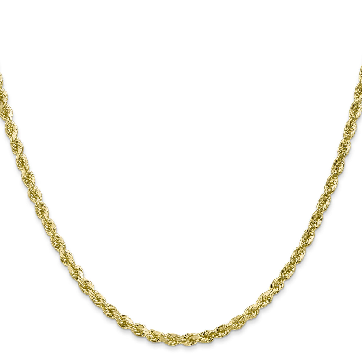 10K Yellow Gold 3 mm Rope Chain Necklace, Polished