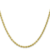 10K Yellow Gold 3 mm Rope Chain Necklace, Polished