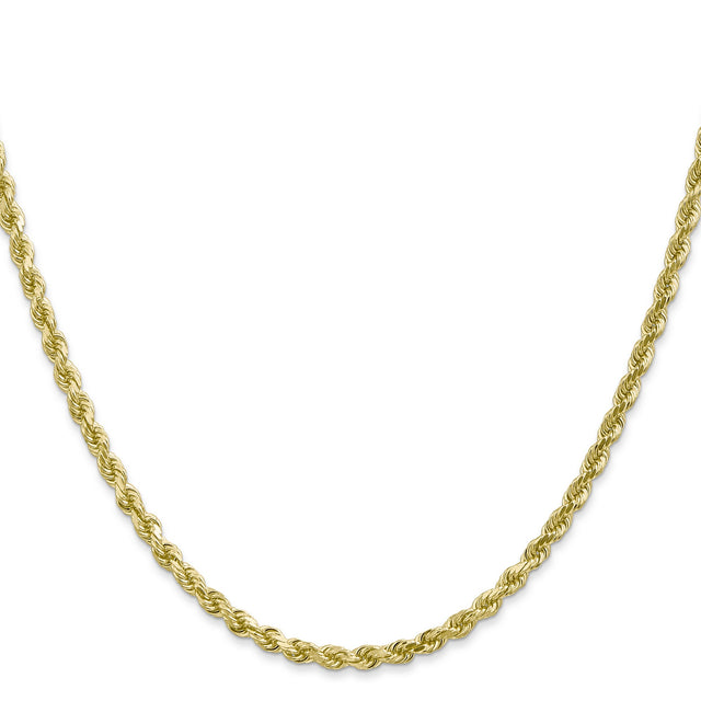 10K Yellow Gold 3 mm Rope Chain Necklace, Polished