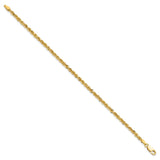 10K Yellow Gold 3 mm Rope Chain Anklet, Polished