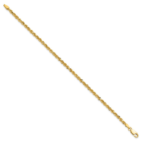 10K Yellow Gold 3 mm Rope Chain Anklet, Polished
