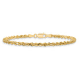 10K Yellow Gold 3 mm Rope Chain Anklet, Polished alternate angle