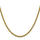 10K Yellow Gold 3 mm Rope Chain Necklace, Polished