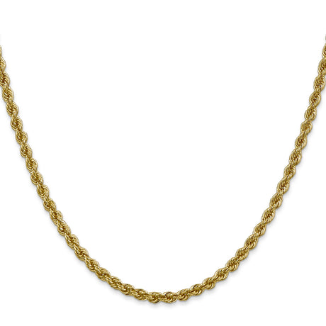 10K Yellow Gold 3 mm Rope Chain Necklace, Polished