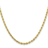 10K Yellow Gold 3.25 mm Rope Chain Necklace, Polished