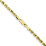 10K Yellow Gold 3.25 mm Rope Chain Necklace, Polished alternate angle