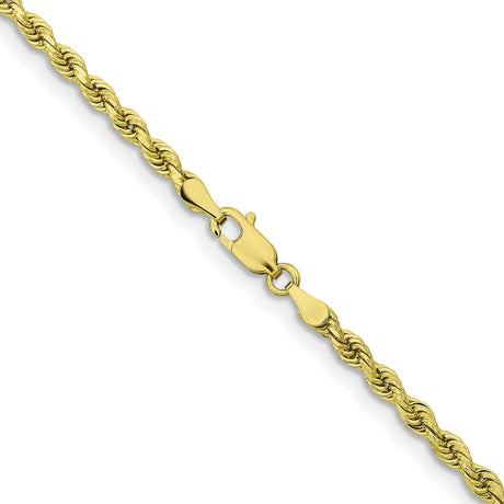 10K Yellow Gold 3.25 mm Rope Chain Necklace, Polished alternate angle