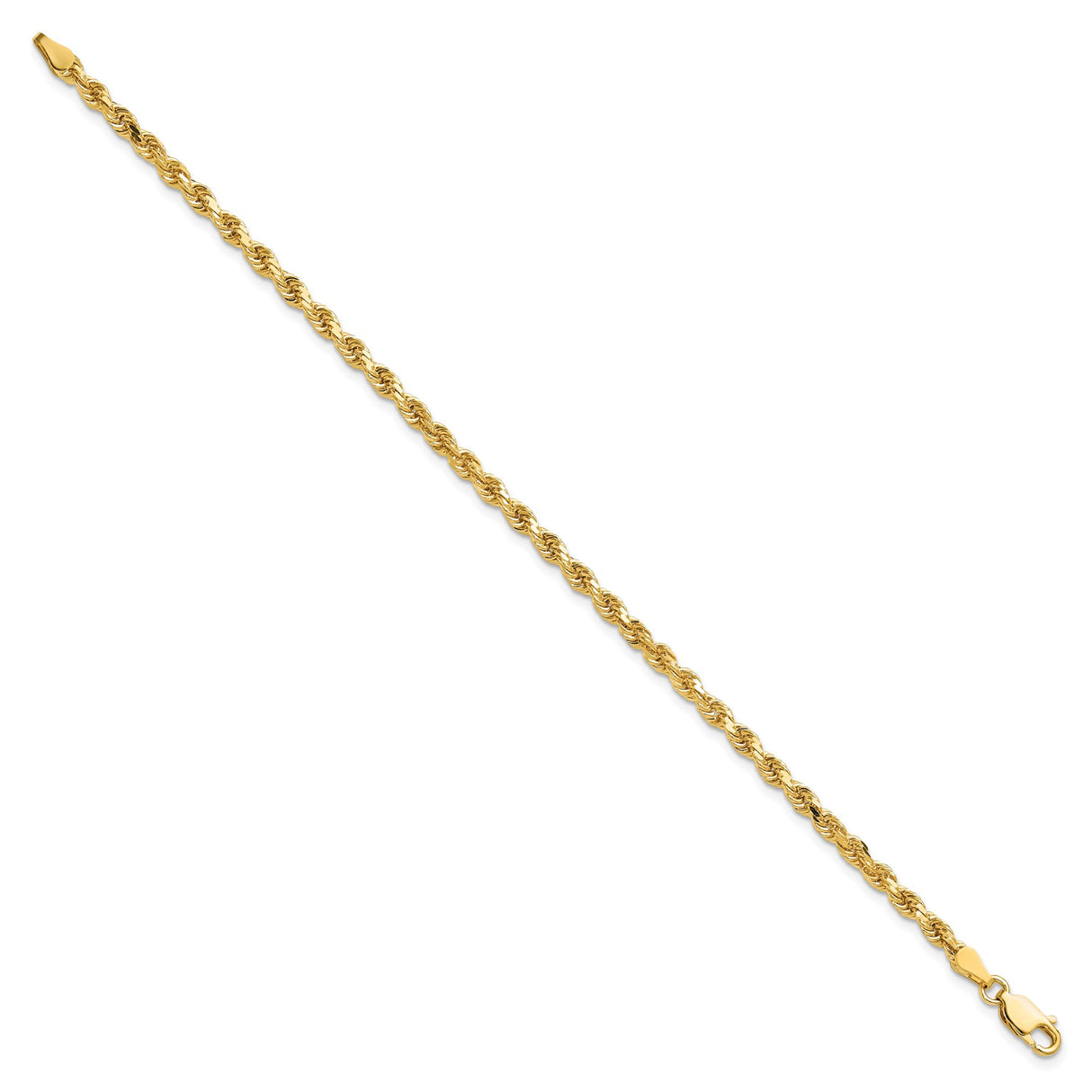 10K Yellow Gold 3.25 mm Rope Chain Anklet, Polished