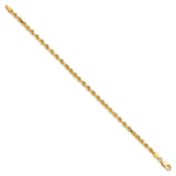 10K Yellow Gold 3.25 mm Rope Chain Anklet, Polished