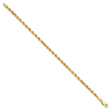 10K Yellow Gold 3.25 mm Rope Chain Bracelet, Polished