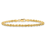 10K Yellow Gold 3.25 mm Rope Chain Bracelet, Polished alternate angle