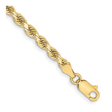 10K Yellow Gold 3.25 mm Rope Chain Anklet, Polished detail view