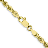 10K Yellow Gold 3.5 mm Rope Chain Necklace, Polished alternate angle
