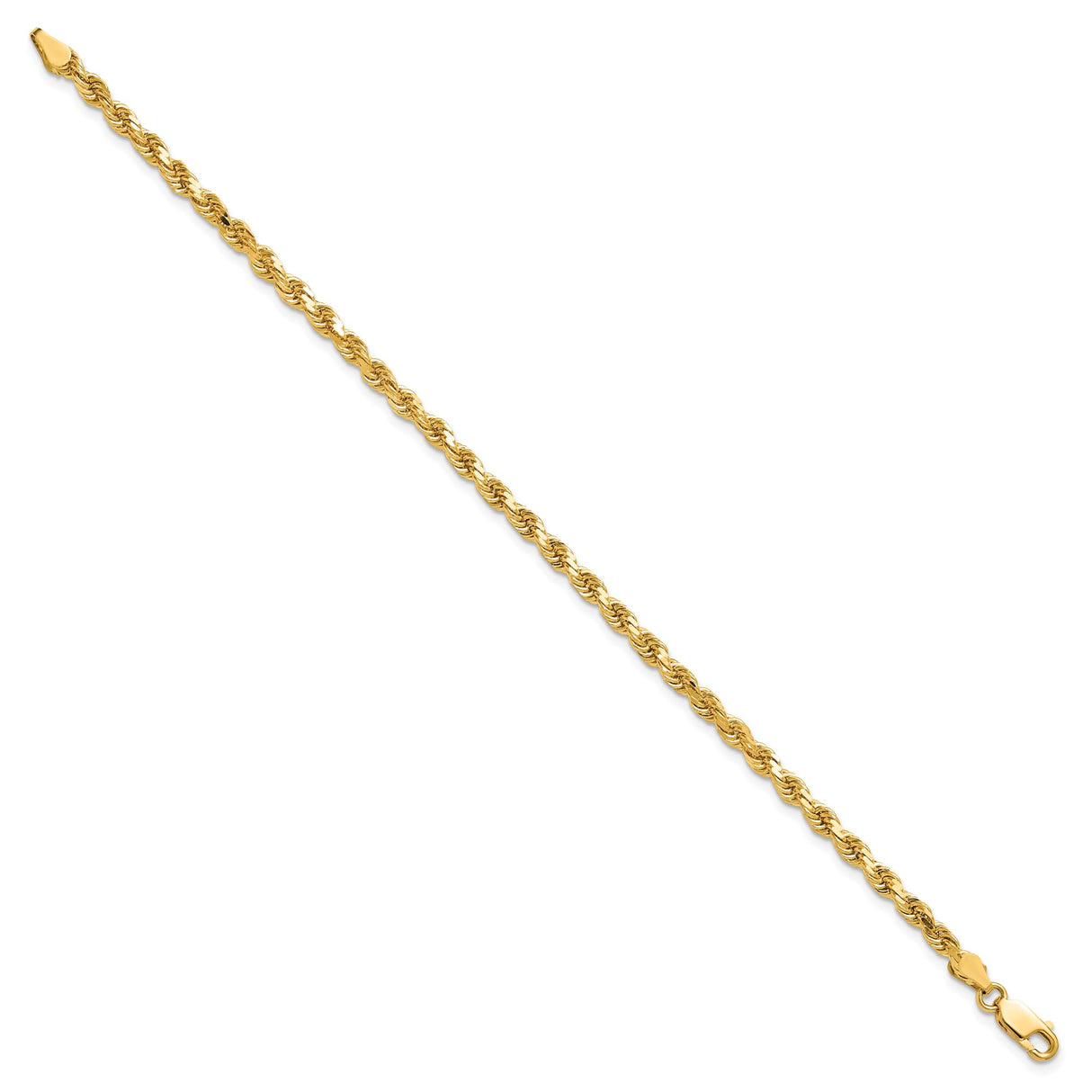 10K Yellow Gold 3.5 mm Rope Chain Bracelet, Polished