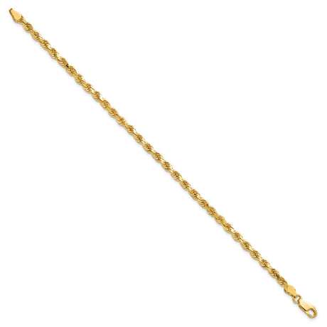 10K Yellow Gold 3.5 mm Rope Chain Bracelet, Polished