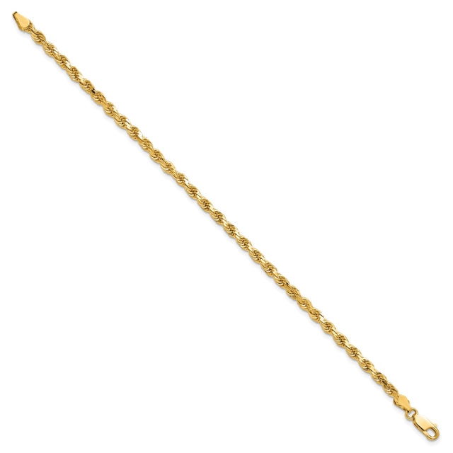 10K Yellow Gold 3.5 mm Rope Chain Bracelet, Polished