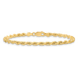 10K Yellow Gold 3.5 mm Rope Chain Anklet, Polished alternate angle