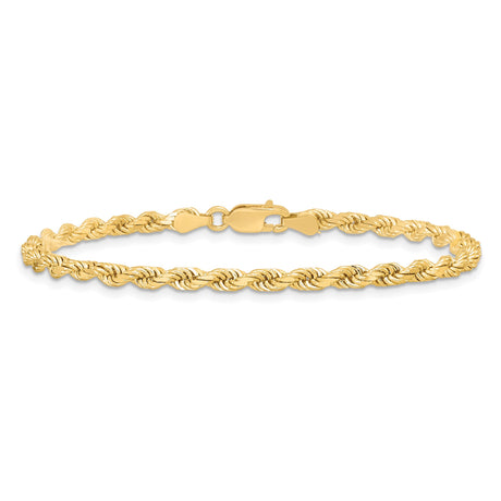 10K Yellow Gold 3.5 mm Rope Chain Bracelet, Polished alternate angle