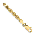 10K Yellow Gold 3.5 mm Rope Chain Anklet, Polished detail view