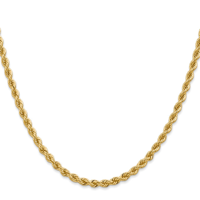 10K Yellow Gold 3.65 mm Rope Chain Necklace, Polished