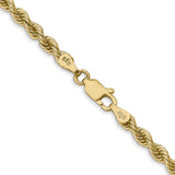 10K Yellow Gold 3.65 mm Rope Chain Necklace, Polished alternate angle