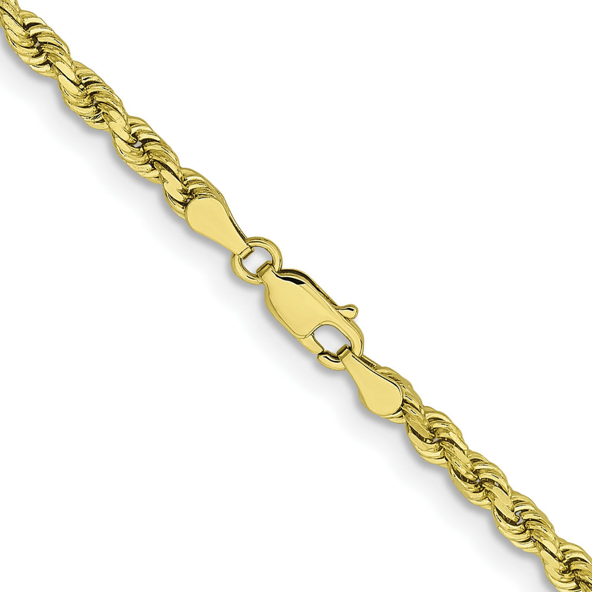 10K Yellow Gold 3.75 mm Rope Chain Necklace, Polished alternate angle