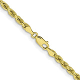 10K Yellow Gold 3.75 mm Rope Chain Necklace, Polished alternate angle
