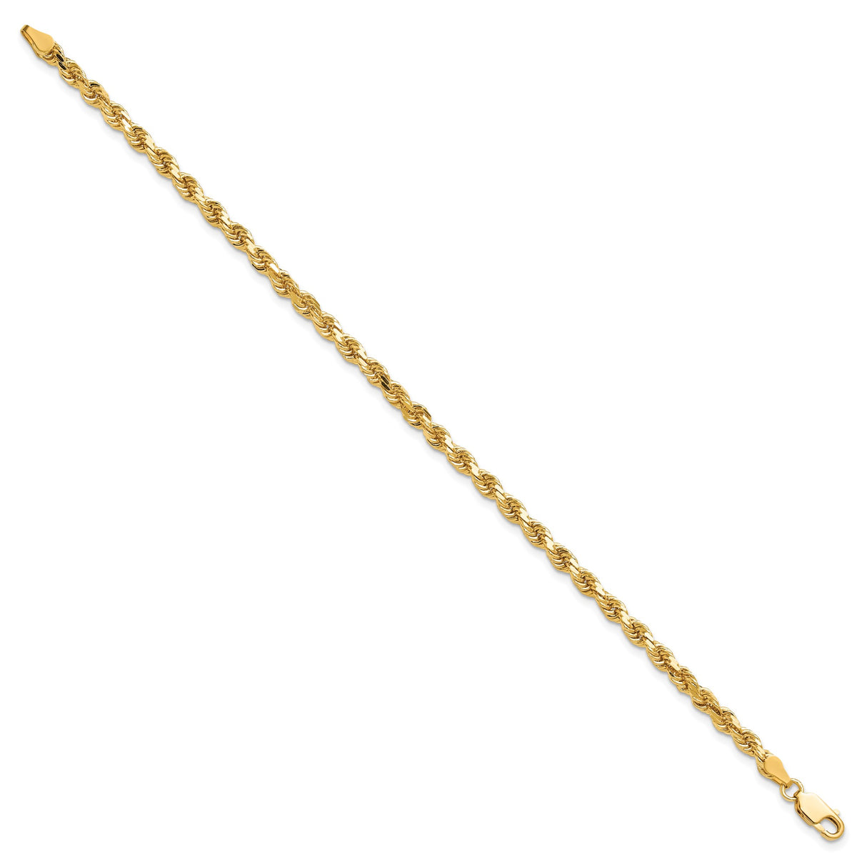 10K Yellow Gold 3.75 mm Rope Chain Anklet, Polished