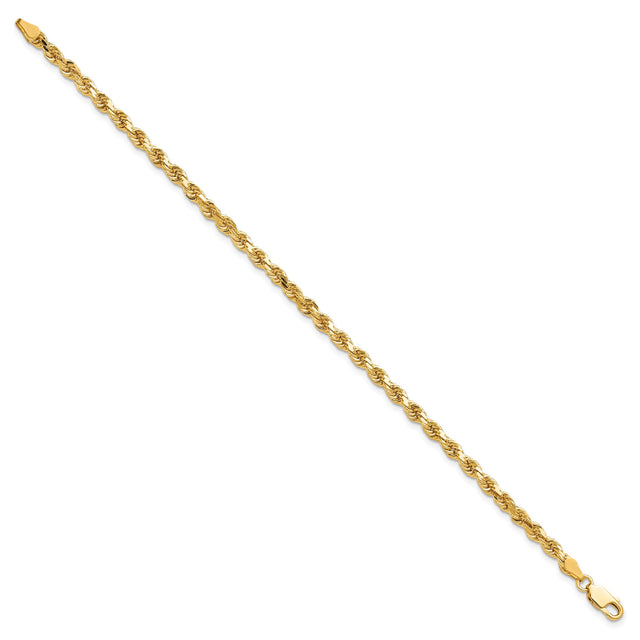 10K Yellow Gold 3.75 mm Rope Chain Anklet, Polished