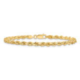 10K Yellow Gold 3.75 mm Rope Chain Anklet, Polished alternate angle
