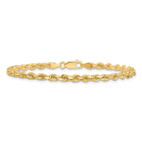 10K Yellow Gold 3.75 mm Rope Chain Bracelet, Polished alternate angle