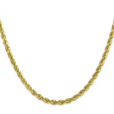 10K Yellow Gold 4 mm Rope Chain Necklace, Polished